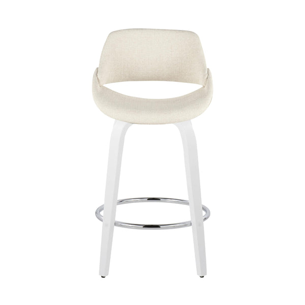 English Elm Fixed-height Swivel Counter Stools with Faux Leather Seats and Chrome Footrest Set of 2 B202S01822