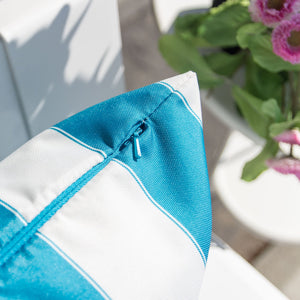 English Elm Horizon Stripe Pillow - Aqua Coastal Accent For Indoor & Outdoor Comfort, Weather Resistant Design B357P367223