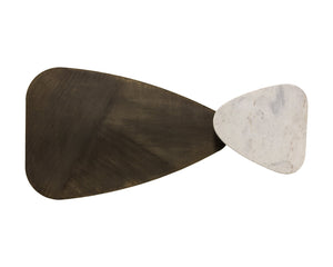 Sunpan Tuner Coffee Table - Hand-Etched Antique Brass and Marble Design for Unique Living Spaces Triangular - 48W x 17.5D x 23.75H