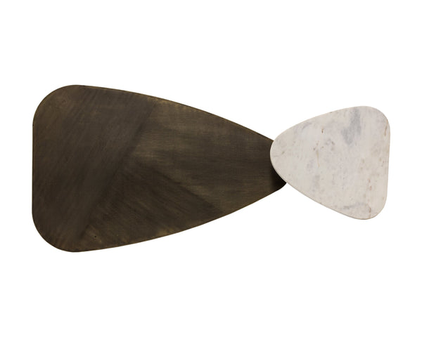 Sunpan Tuner Coffee Table - Hand-Etched Antique Brass and Marble Design for Unique Living Spaces Triangular - 48W x 17.5D x 23.75H