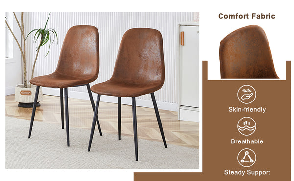 English Elm 1 Contemporary 5-Piece Dining Set With Glass Tabletop & Brown Fabric Chairs For Modern Spaces W1151S04023