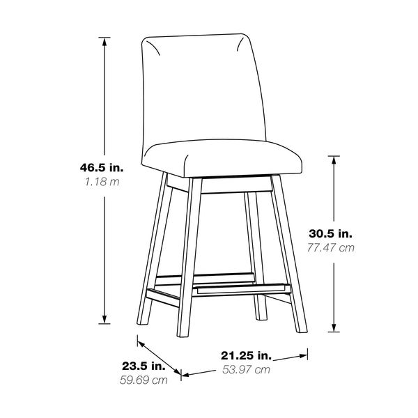 OSP Home Furnishings Finley 30" Swivel Barstool - Set of 2 Charcoal/Med Oak