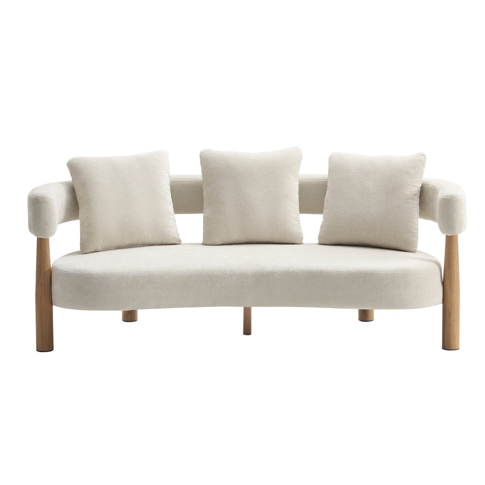 English Elm Luxe Curved Three Seat Chenille Sofa with Arc Backrest and Tapered Legs for Living Rooms N773P342182B