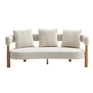 English Elm Luxe Curved Three Seat Chenille Sofa with Arc Backrest and Tapered Legs for Living Rooms N773P342182B