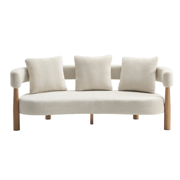 English Elm Luxe Curved Three Seat Chenille Sofa with Arc Backrest and Tapered Legs for Living Rooms N773P342182B