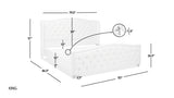 English Elm Fontana Wingback Upholstered Platform Bed Frame, King, Antique White Polyester