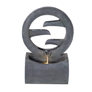 English Elm 26.77"h Gray Polyresin Tiered Cascading Outdoor Fountain with Warm Led Patio Accent N765P355054G