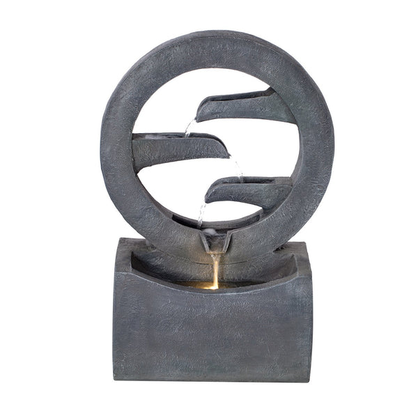 English Elm 26.77"h Gray Polyresin Tiered Cascading Outdoor Fountain with Warm Led Patio Accent N765P355054G