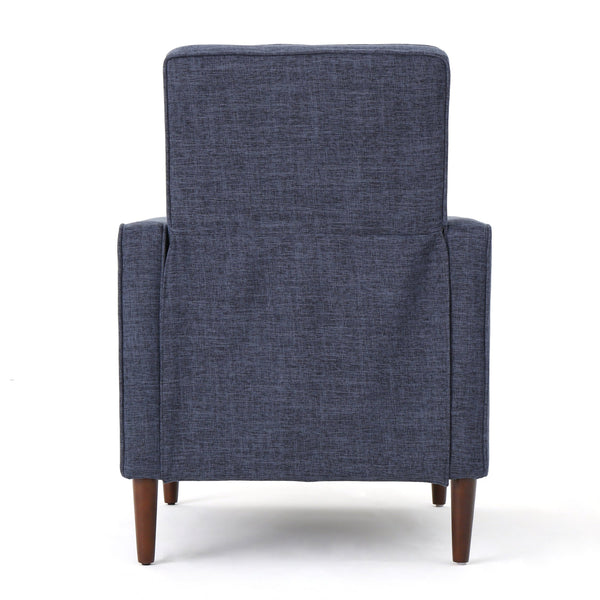 English Elm Christopher Knight Home® - Fabric Recliner Chair Mid-Century Modern Pushback Single Sofa with Tufted Cushion, Birch Legs, Cozy Comfort Dark Blue 60741.00DBL