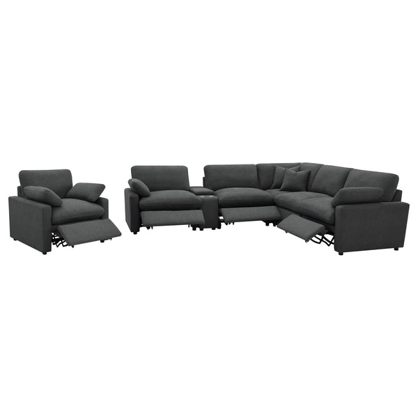 English Elm Hollander Six Piece Modular Sectional with Power Recliners and Deep Cushion Seating B062S01780