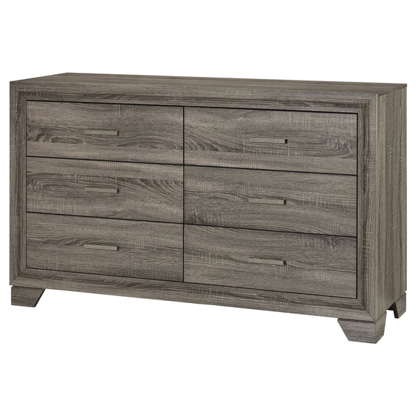 English Elm Funston Brown Oak 6-Drawer Dresser - Stylish Storage Solution For Modern Bedrooms & Decor Accents B062P375572