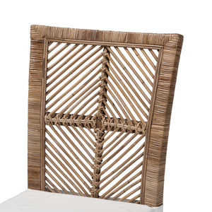 English Elm Modern Rattan Woven Mahogany Dining Chair Bohemian Tall Backrest Organic Style B2750P470065