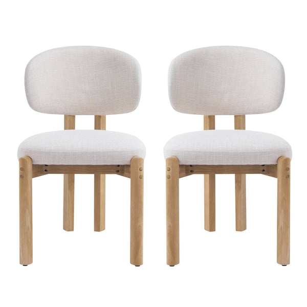 English Elm Christopher Knight Home® - Beige Upholstered Dining Chairs Set Of 2 – Scandinavian Style With Ergonomic Comfort & Natural Frame N768P341563N