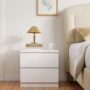English Elm 19.7-inch Matte Finish Nightstand with Touch Release Drawers for Minimalist Bedrooms White W3151P407885