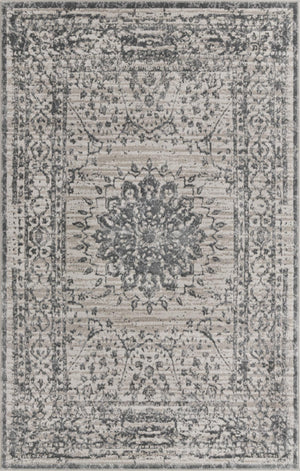 Unique Loom Aberdeen Derbyshire Machine Made Medallion Rug Gray, Navy Blue 5' 1" x 8' 0"