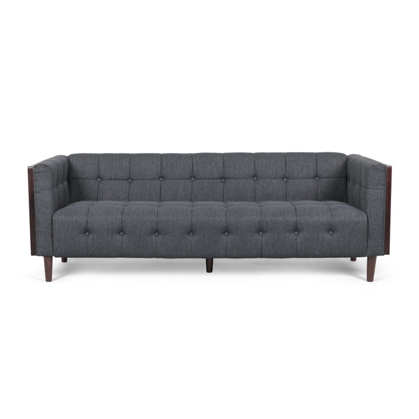 English Elm Christopher Knight Home® - 3-Seater Charcoal Fabric Sofa - Mid-Century Modern Style With Plush Comfort & Durable Design 69871.00ACHAR_69871.00BCHAR