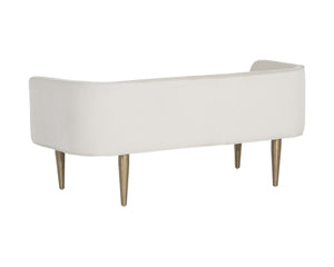 Sunpan Sammy Bench - Elegant Upholstered Seating with Gold Stainless Steel Legs for Stylish Interiors Cream Sky