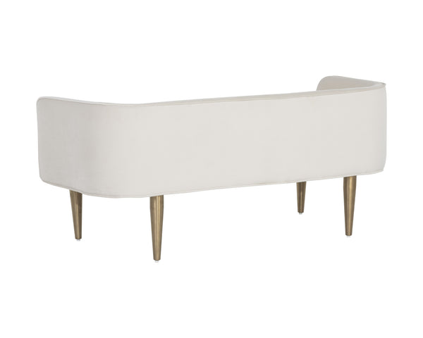 Sunpan Sammy Bench - Elegant Upholstered Seating with Gold Stainless Steel Legs for Stylish Interiors Cream Sky