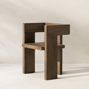 English Elm Avenel Reclaimed Elm Sculptural Accent Chair Wabi-sabi Solid Wood Architectural Statement Brown B2719P474444