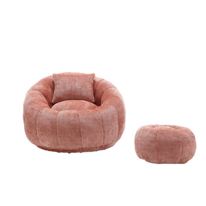 English Elm UNITED Cloud-Luxe Chenille Memory Foam Bean Bag Chair with Ottoman and Pillow for Ultimate Comfort Pink W1568P361686
