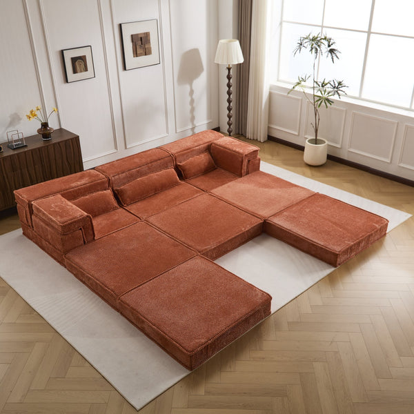 English Elm Compression Modular Sofa Bed – Cozy, Versatile 3-Seater With Ottoman, Soft Fleece, No Assembly Needed! W3723S00022