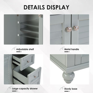 English Elm 36" Modern Grey Bathroom Vanity with Ceramic Sink, Solid Wood Frame, Soft-Close Drawers, Organizer Storage Blue+Grey W2896P344088