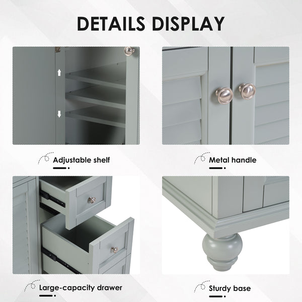 English Elm 36" Modern Grey Bathroom Vanity with Ceramic Sink, Solid Wood Frame, Soft-Close Drawers, Organizer Storage Blue+Grey W2896P344088