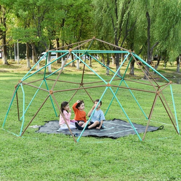 English Elm 12ft Steel Geodesic Climbing Dome with Hammock for Kids Outdoor Backyard Play N710P437090E