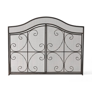 English Elm Christopher Knight Home® - FIRE Screen Gary 3-Panel Iron Fireplace Screen with Doors, Black Copper Finish, Camelback Scrollwork Protective Accent 65187.00BLKCOP