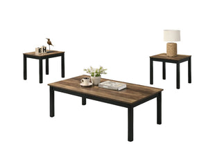 English Elm Contemporary 3-Piece Table Set: Stylish Coffee & End Tables With Faux Marble Top & Wooden Legs B2741P391795