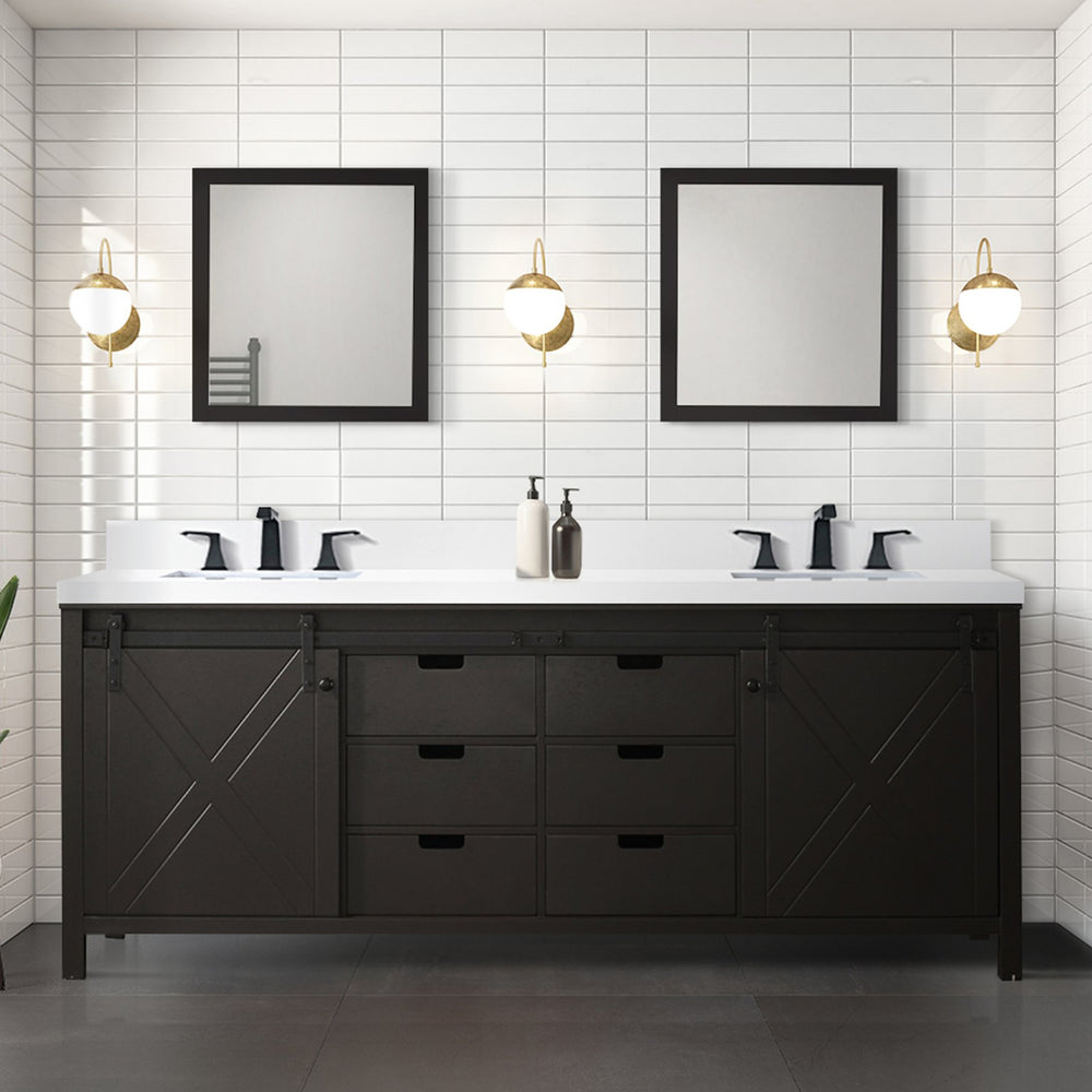 English Elm Brown Double Bath Vanity – 84" Solid Wood With Abundant Storage, Soft-Close Features & Quick Install B2731P260086