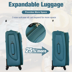 English Elm Softside Expandable Spinner Luggage Set with Tsa Lock Duffel Polyester Travel Green N732P201004F