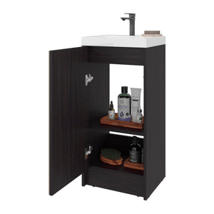 English Elm Syracuce Floating Vanity with Fluted Door Resin Sink and Shelved Storage for Small Bathrooms B200P484460