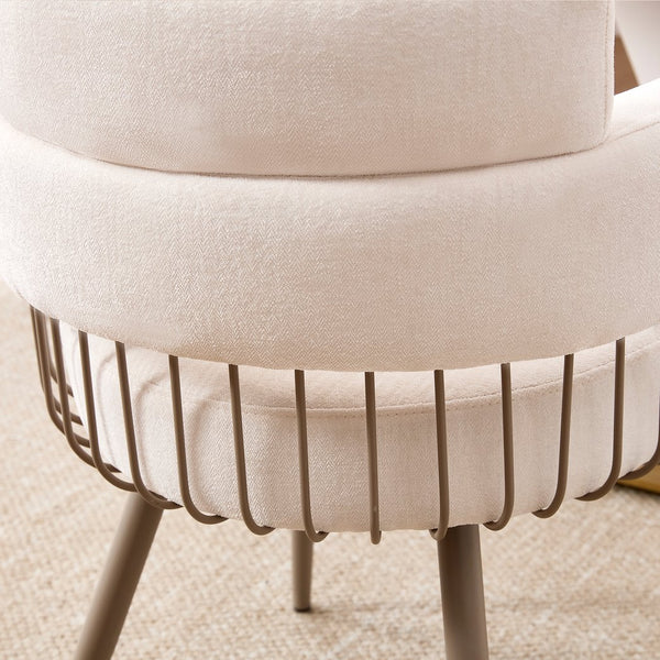 English Elm Upholstered Dining Chair Beige/Blue/Gray - Mid-Century & Industrial Style, Thick Padded Seat, 280lb Capacity, Quick 15-Min Assembly T3707P363111