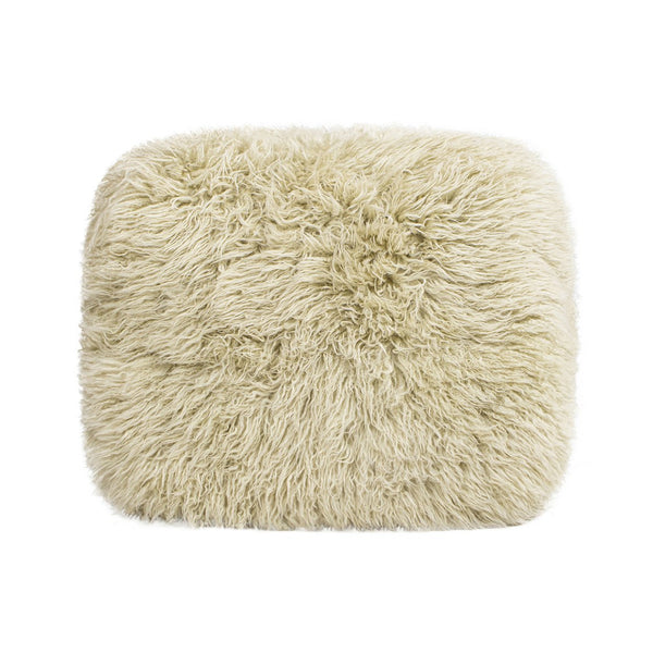 English Elm Jennifer Taylor Home - Enchante Taupe New Zealand Sheepskin Rectangular Ottoman with Oak Legs, High-Density Comfort Accent B2719P238448