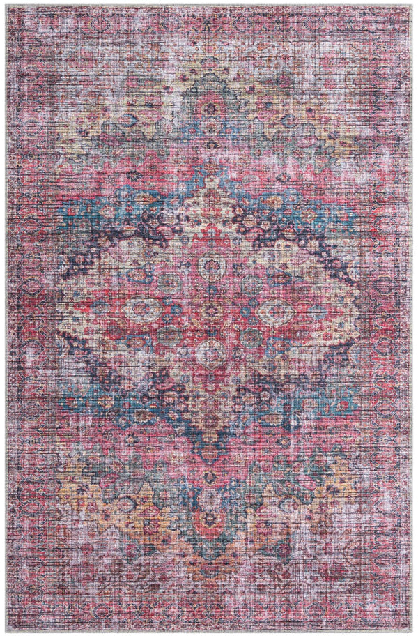 Unique Loom Mangata Mary Machine Made Border Rug Multi, Beige/Ivory/Gray/Light Blue/Light Brown/Red/Navy Blue/Peach 5' 11" x 9' 0"