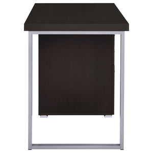 English Elm Modern 47.25-inch Reversible 3-Drawer Office Desk with Silver Metal Frame and File-Ready Storage Cappuccino 51.75 L x 26 W x 5.66 H B011P362061