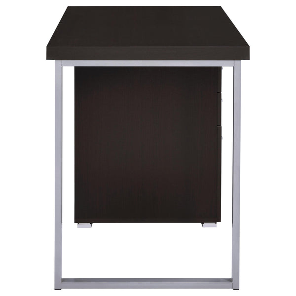 English Elm Modern 47.25-inch Reversible 3-Drawer Office Desk with Silver Metal Frame and File-Ready Storage Cappuccino 51.75 L x 26 W x 5.66 H B011P362061