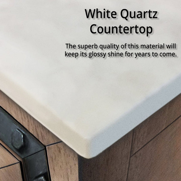 English Elm Rustic Barnwood Double Bath Vanity 84" W X 22" D With White Quartz Top – Stylish Storage & Charm B2731P260669-GIGA