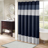 Madison Park Amherst Transitional Faux Silk Shower Curtain MP70-2206 Navy