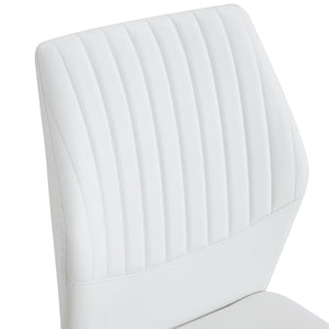 English Elm Luxury White Pu Dining Chair Set Of 6 - Modern Comfort With High Resilience Foam & Silver Legs W1151P282701