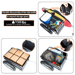English Elm Upgraded Fat Tire Bicycle Cargo Trailer Heavy Duty Foldable Hauler for Camping Trips W2932P417634