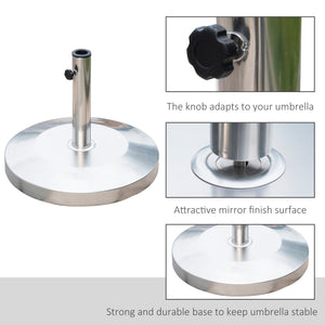 English Elm Outsunny 55lb Cement Filled Stainless Steel Umbrella Base with Polished Round Design W2225P174195
