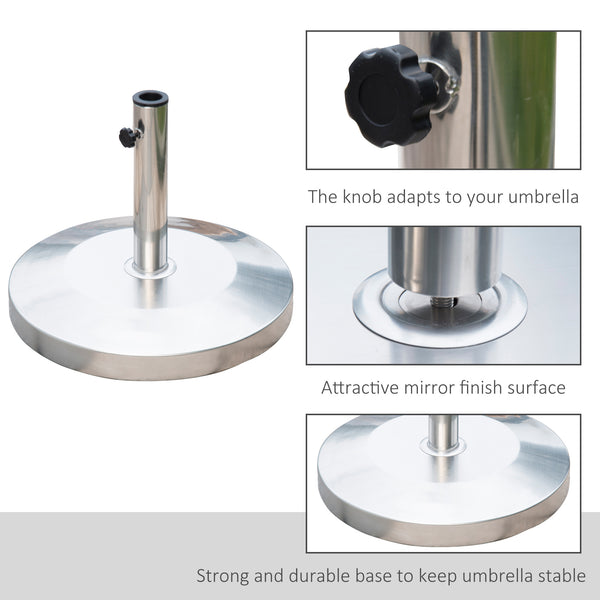 English Elm Outsunny 55lb Cement Filled Stainless Steel Umbrella Base with Polished Round Design W2225P174195