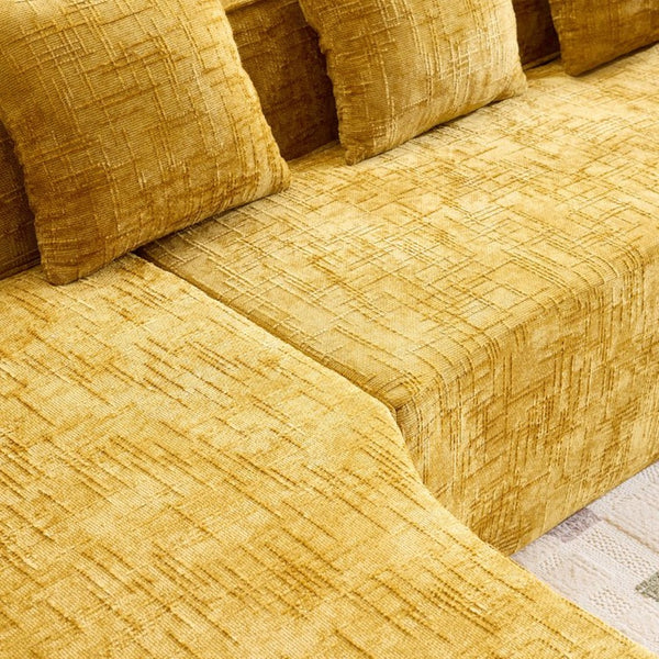 English Elm Yellow Chenille L-Shaped Sofa – Stylish, Space-Saving Comfort With 4 Throw Pillows For Any Room W3612S00019-GIGA