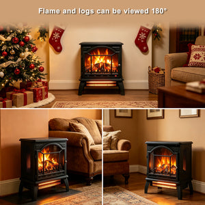 English Elm 18 Inch Infrared Quartz Freestanding Electric Fireplace Stove with 3d Flame Effect W1769112699