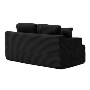 English Elm 66.5''boneless Floor Sofa Corduroy Two Seater with Cup Holders and Pockets for Apartments Black W1117P427657