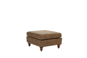 English Elm 1pc Cocktail Ottoman Breathable Leatherette Tufted Accent Bench with Handcrafted Gourd Wooden Legs, Stylish Living Room Statement piece Dark Coffee 32 L x 15 W x 36 H B011P234291