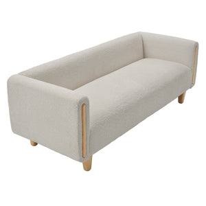 English Elm Modern Boucle Three Seat Sofa with Rubberwood Legs Pocket Spring Support Living Room Oatmeal N763P403678D