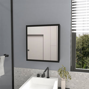 English Elm Medicine Cabinet Clayton Black with Mirrored Door, Space-Saving Engineered Wood, 4 Shelves Organize Bathroom 27.17x24.8x4.33 inches B092P238726